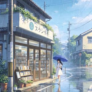 蓝色雨伞