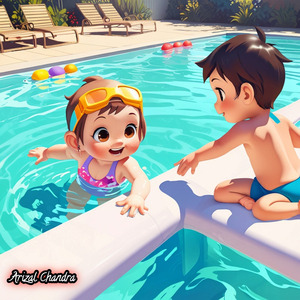 Nursery Rhymes Learning Fun to Swim Safety at the Pool with Friends