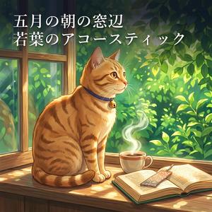 朝陽がすべる若葉の雫と静けさ