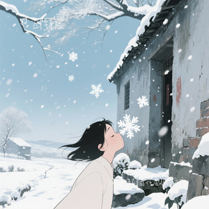 风吹起了雪花飘向远方