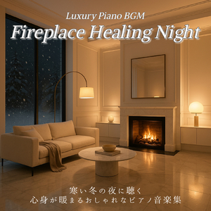 Calming fireplace and piano background music