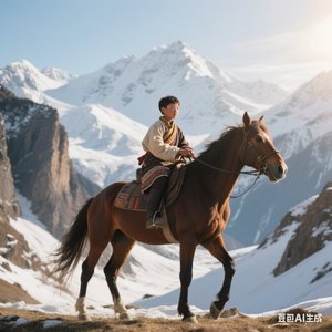 雪山下的骏马少年