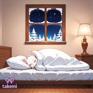 同じ屋根の下で眠る子猫