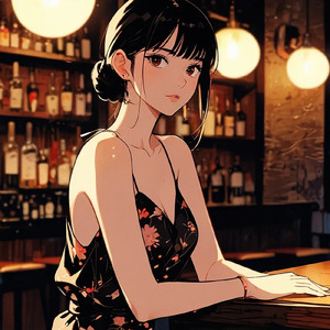 彼女の視線と滲むグラス