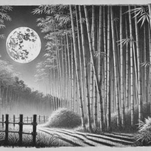 月夜の静かな竹林