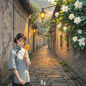 灯下旧巷_神州绘梦