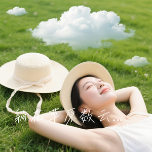 躺在草原数云朵