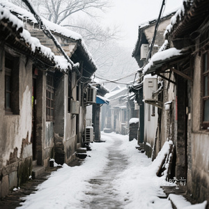 雪落旧巷前