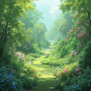 静かな庭に佇む君