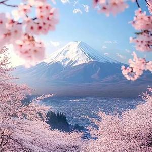 富士山终究留不住欲落樱花