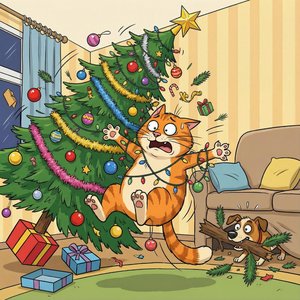 С Новым Годом кот