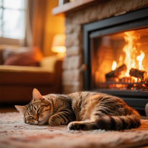 The fluffy lazy cat