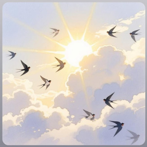 Cantando os pássaros no ar