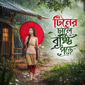 টিনের চালে বৃষ্টি পড়ে