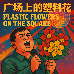 广场上的塑料花