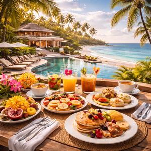 朝の海辺にパンケーキの香り