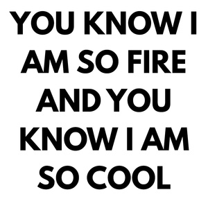 YOU KNOW I AM SO FIRE AND YOU KNOW I AM SO COOL
