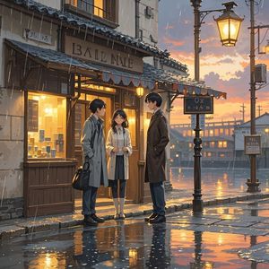街角的雨-树上猫