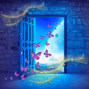 Blue door to the future