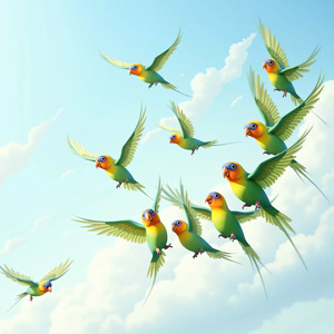 軽快に飛ぶインコ