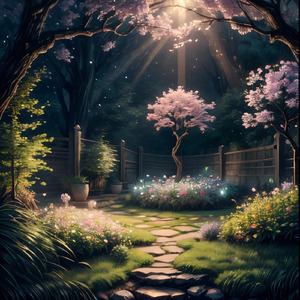 夜露に濡れる庭