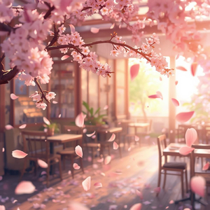 春のそよ風に乗る花びら