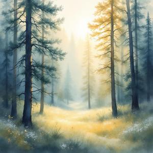 Dawn Through Pine Veils