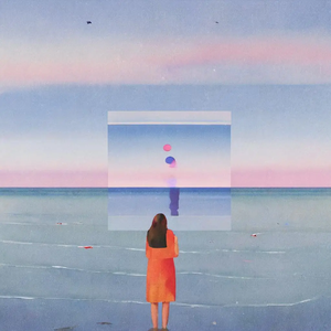 橙裙女子海边的幻景凝视