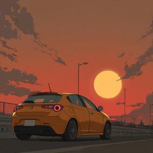 夕日に向かってドライブ
