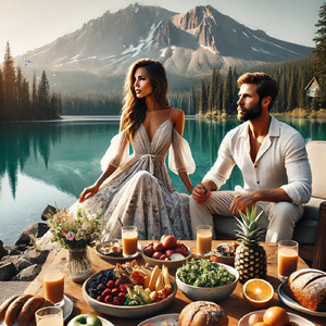 シャスタの湖で優雅な朝食