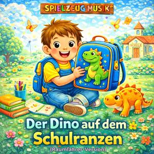 Der Dino auf dem Schulranzen (Raumfahrer Version)