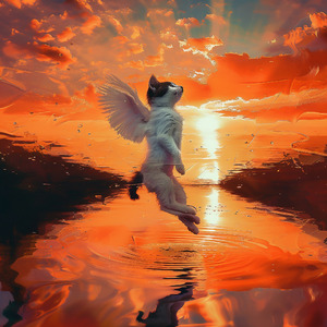 夕焼けの砂浜で美しいピアノと少し歪んだ音のエレキギター