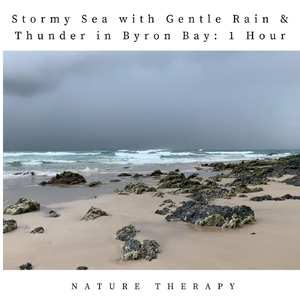 Stormy Sea with Gentle Rain & Thunder in Byron Bay: One Hour