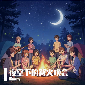夜空下的篝火晚会