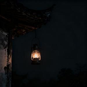 墨色染透长夜 孤灯一盏