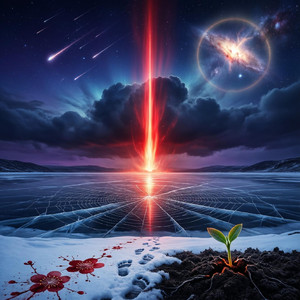 破冰而出的赤色极光