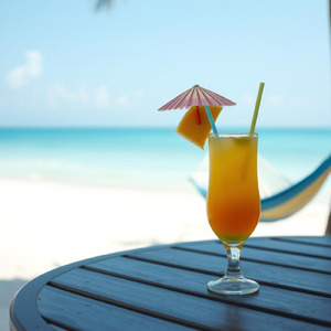 ビーチサイドで謎のドリンクを