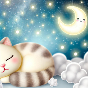 月夜のピアノと寄り添う猫