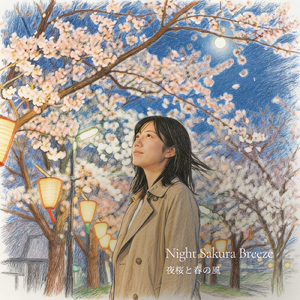 夜桜と春の風