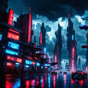 Cityfall Under Neon Skies