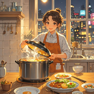 饭在锅里