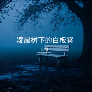 凌晨树下的白板凳