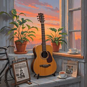 暮色里的旧吉他