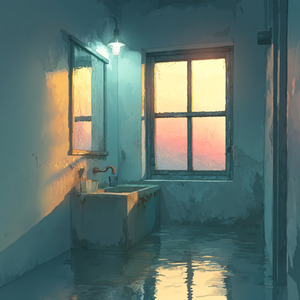 夜明け前のバスルーム