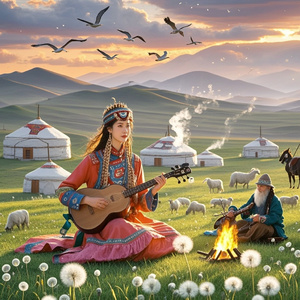 风拂琴弦的草原