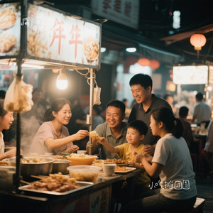 小吃摊团圆