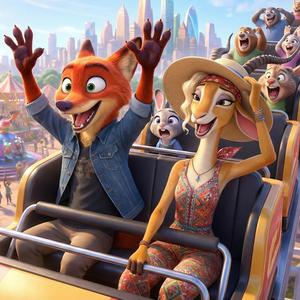 Nick & Gazelle at Luna Park (Zootopia 2 Inspo)