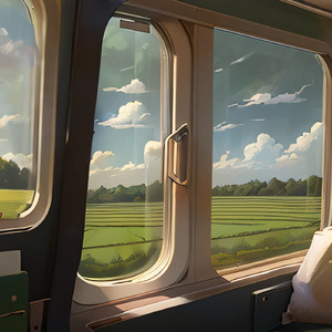 列車の窓から見る流れる風景