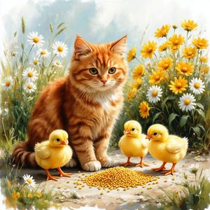 Кот и цыплята
