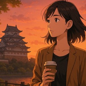 柔らかな光 - 夕暮れの城影：姫路